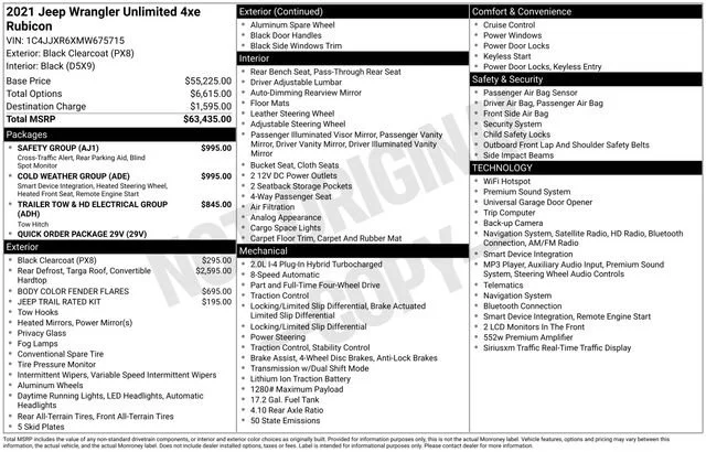 Used 2021 Black Clearcoat Jeep Unlimited Rubicon 4xe image 31