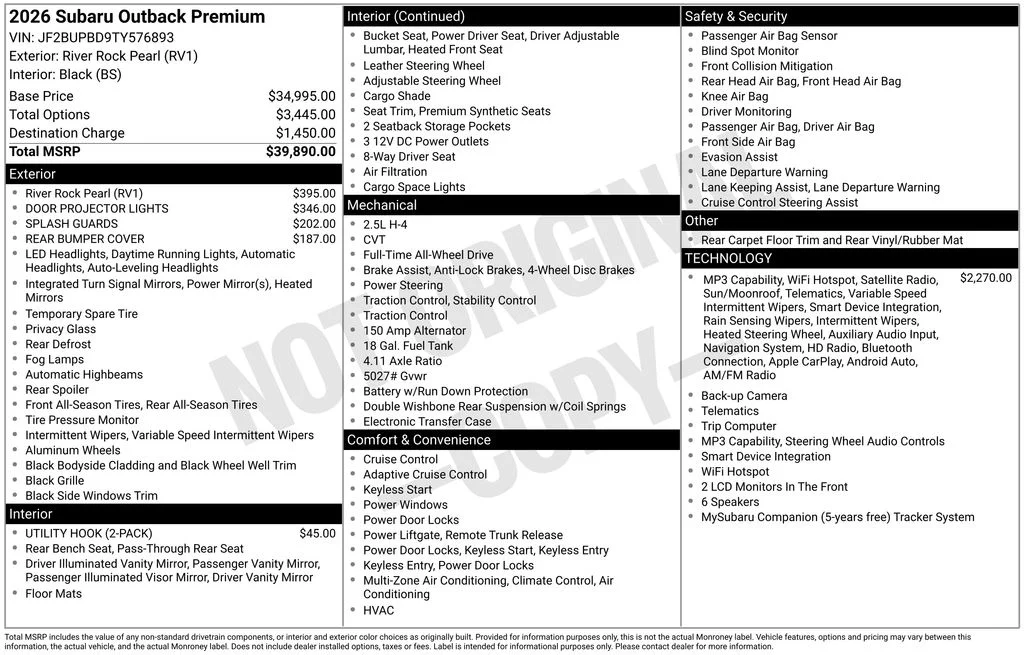 New 2026 RIVER ROCK PEARL Subaru Premium image 2