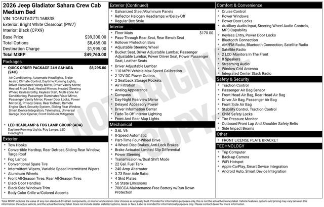New 2026 Bright White Clear-Coat Exterior Paint Jeep Sahara image 2