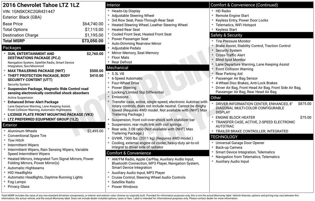 Used 2016 Chevrolet Tahoe LTZ with VIN 1GNSKCKC2GR431447 for sale in Elk River, Minnesota