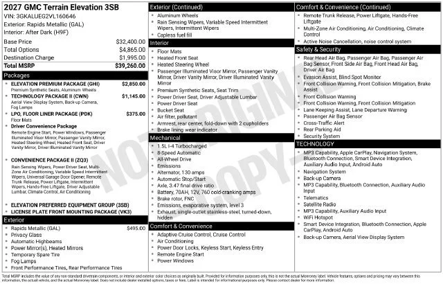 2027 GMC Terrain Elevation