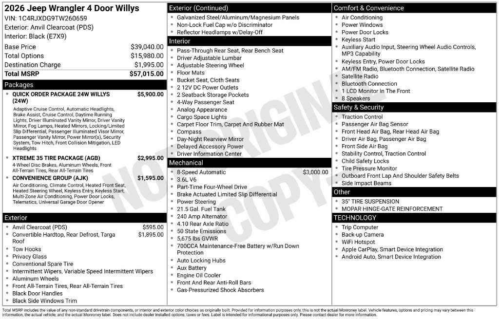 New 2026 Anvil Clear-Coat Exterior Paint Jeep Willys image 2