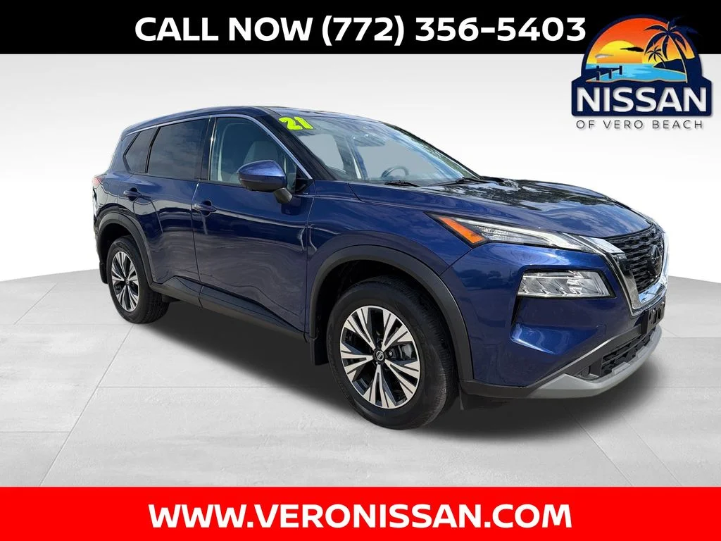 Certified Used 2021 Blue Nissan SV image 1