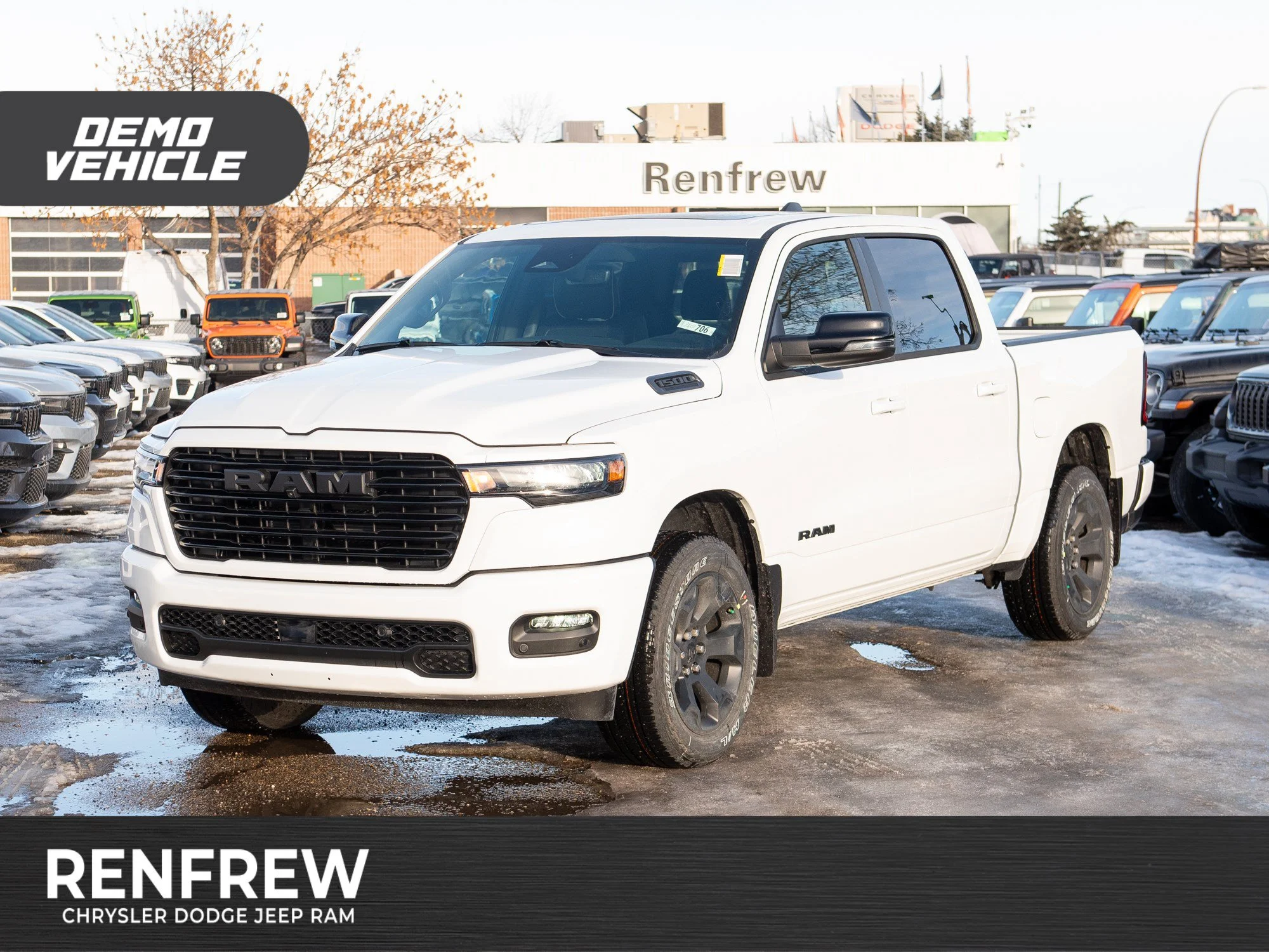 Used 2026 White RAM Sport* Crew Cab 4x4, Twin-Turbo, Pano Sunroof, Nav, 12 Inch Screen image 1