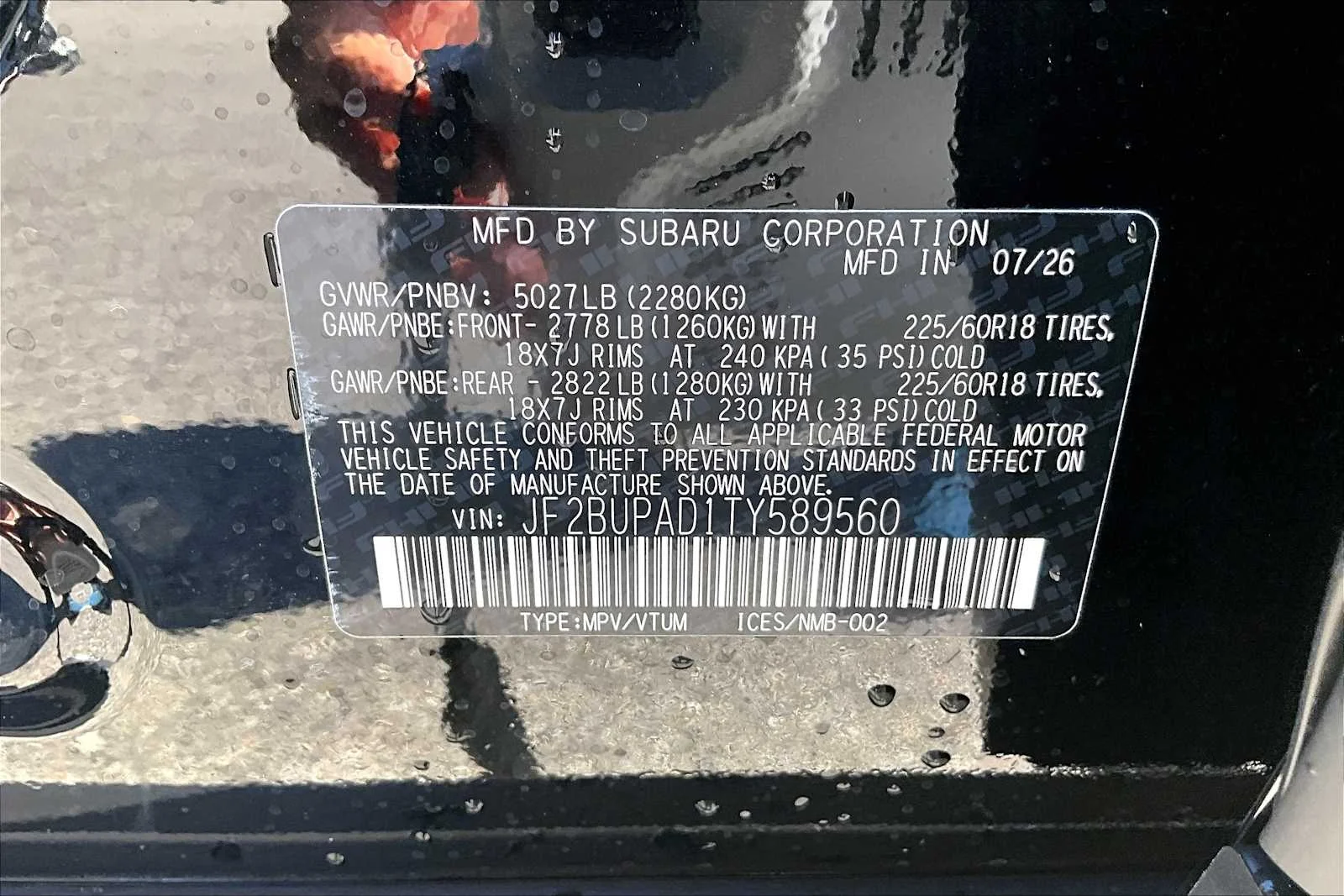 New 2026 Crystal Black Silica Subaru Premium image 18