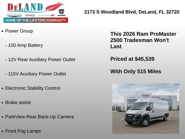 New 2026 Bright White Clear-Coat Exterior Paint RAM High Roof image 12