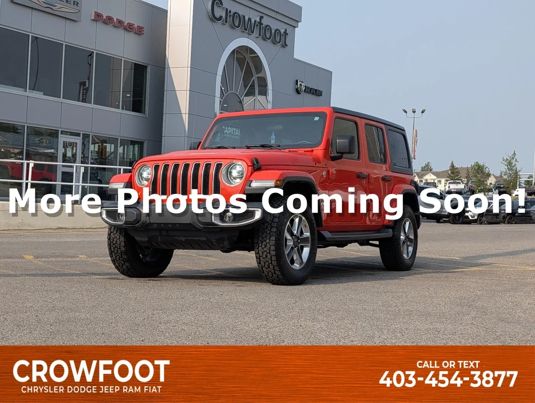 Used 2020 punk n metallic Jeep Sahara - - 4x4 - Leather Seats - Freedom Top - Remote Start & More! image 1