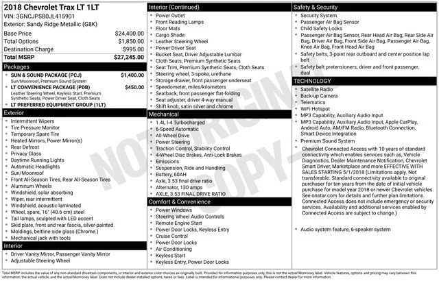 Used 2018 Beige Chevrolet LT image 7