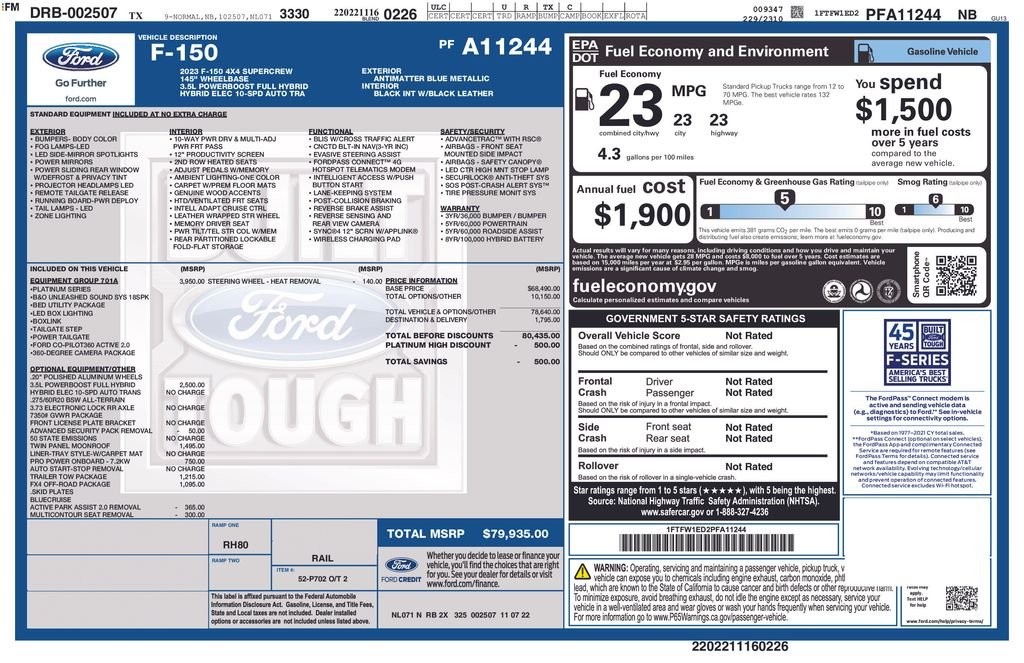 Used 2023 Antimatter Blue Metallic Ford Platinum image 40