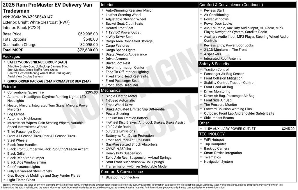 New 2025 Bright White Clear-Coat Exterior Paint RAM Tradesman image 7