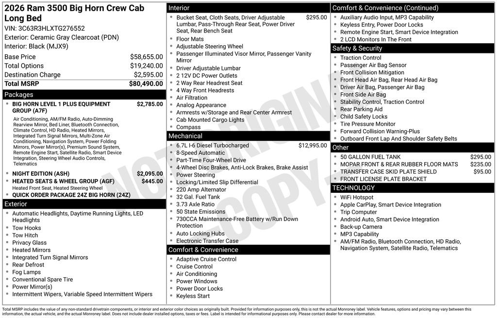 New 2026 Ceramic Gray Clear-Coat Exterior Paint RAM Big Horn image 2
