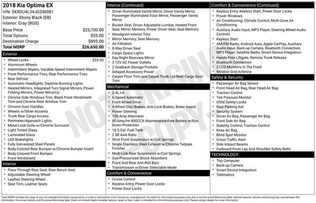 Used 2018 Kia Optima EX with VIN 5XXGU4L34JG246081 for sale in Grove City, OH