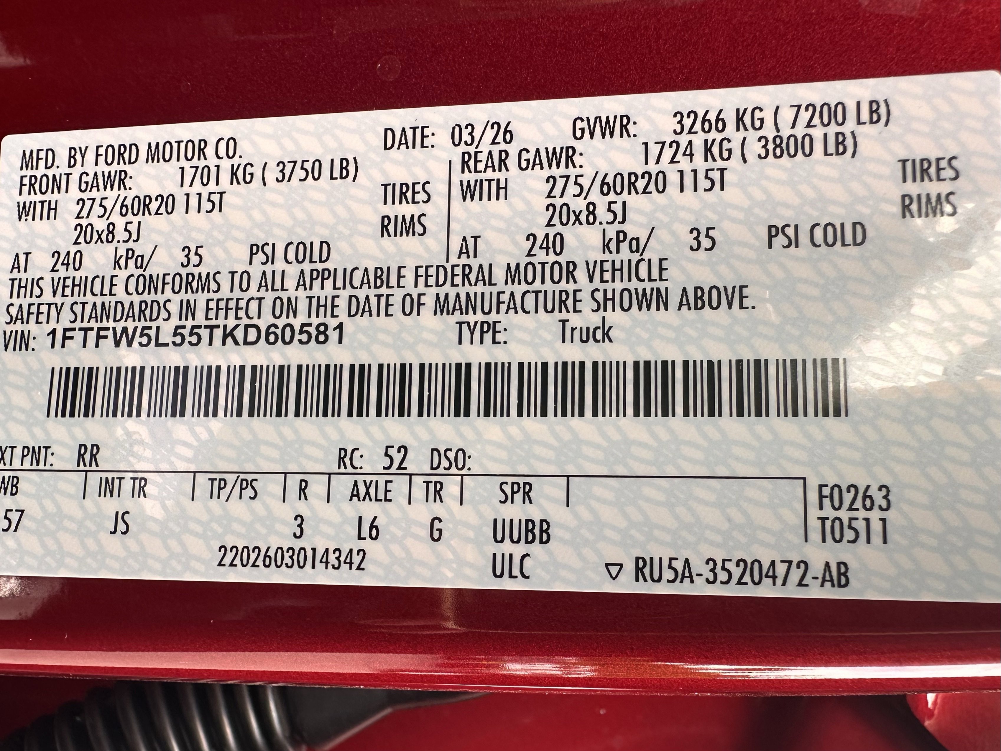 Certified Used 2026 Ruby Red Metallic Tinted Clearcoat Ford LARIAT image 31