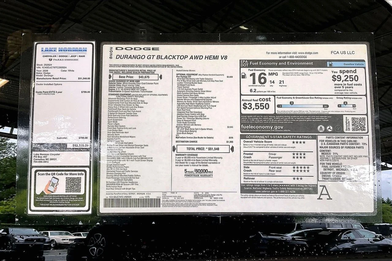 New 2026 White Knuckle Clearcoat Dodge GT Plus HEMI V8 image 39