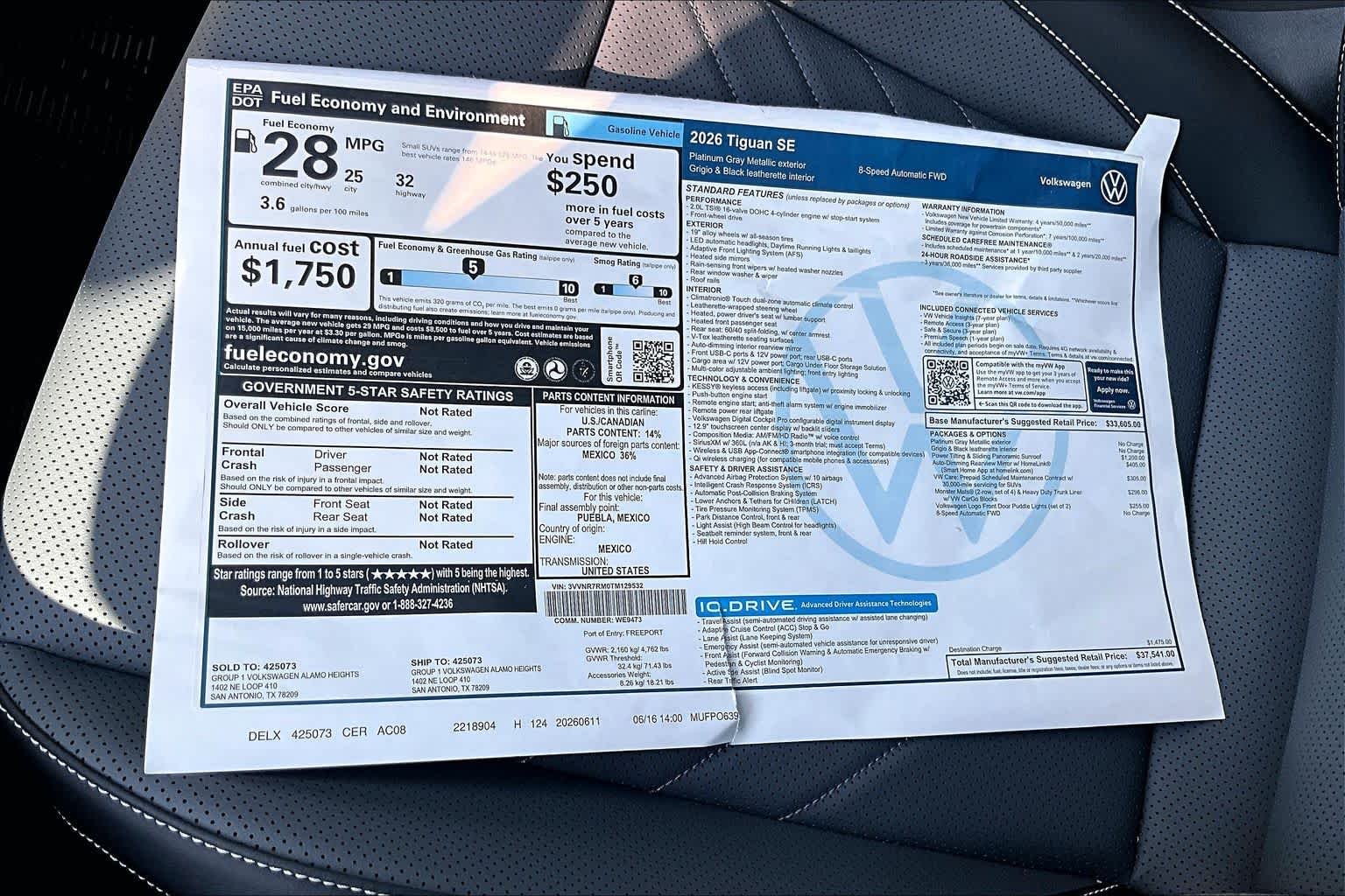 New 2026 Platinum Gray Metallic Volkswagen 2.0T SE image 22