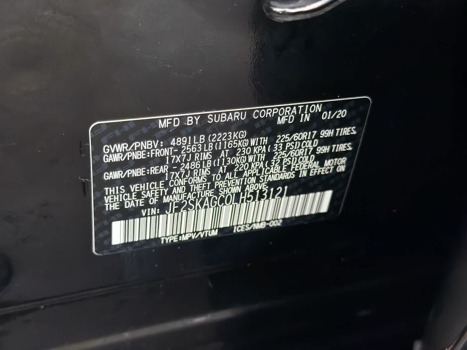 Used 2020 Crystal Black Silica Subaru Premium image 37