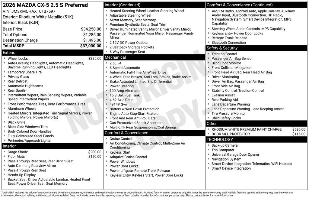 New 2026 Rhodium White Metallic Mazda 2.5 S Preferred AWD image 7