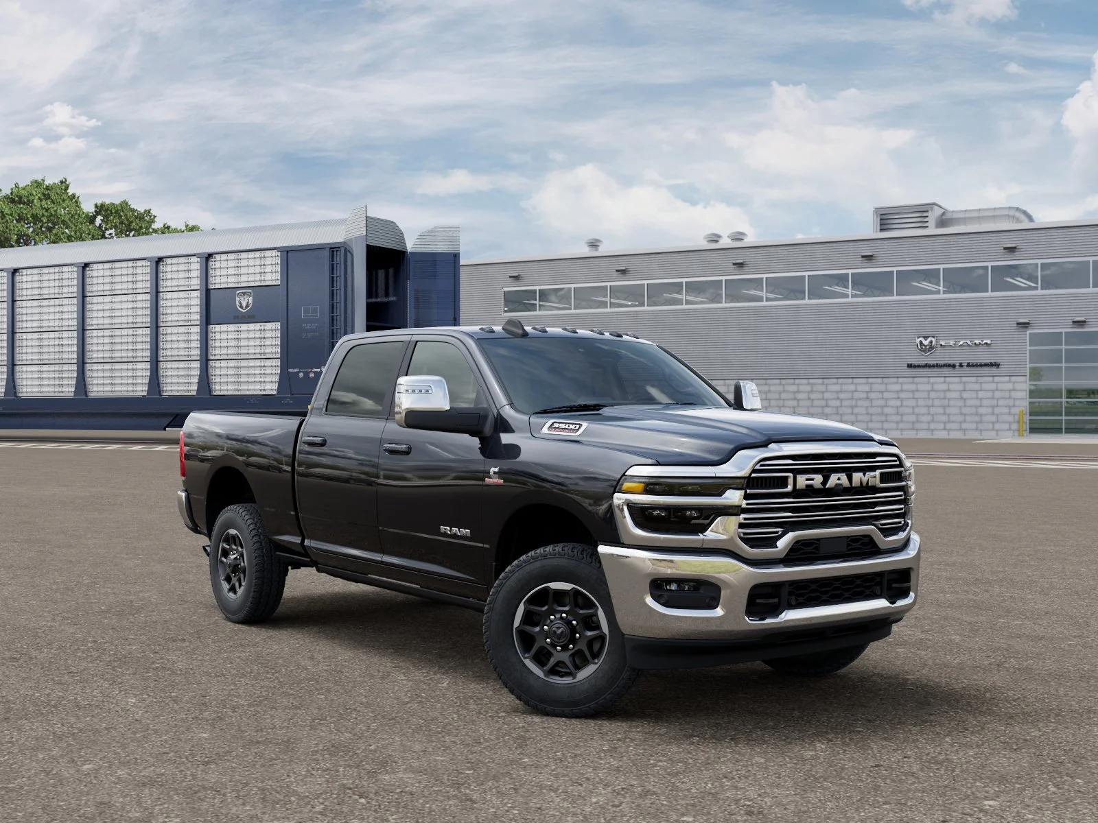 New 2026 Diamond Black Crystal Pearl-Coat Exterior Paint RAM Laramie image 3
