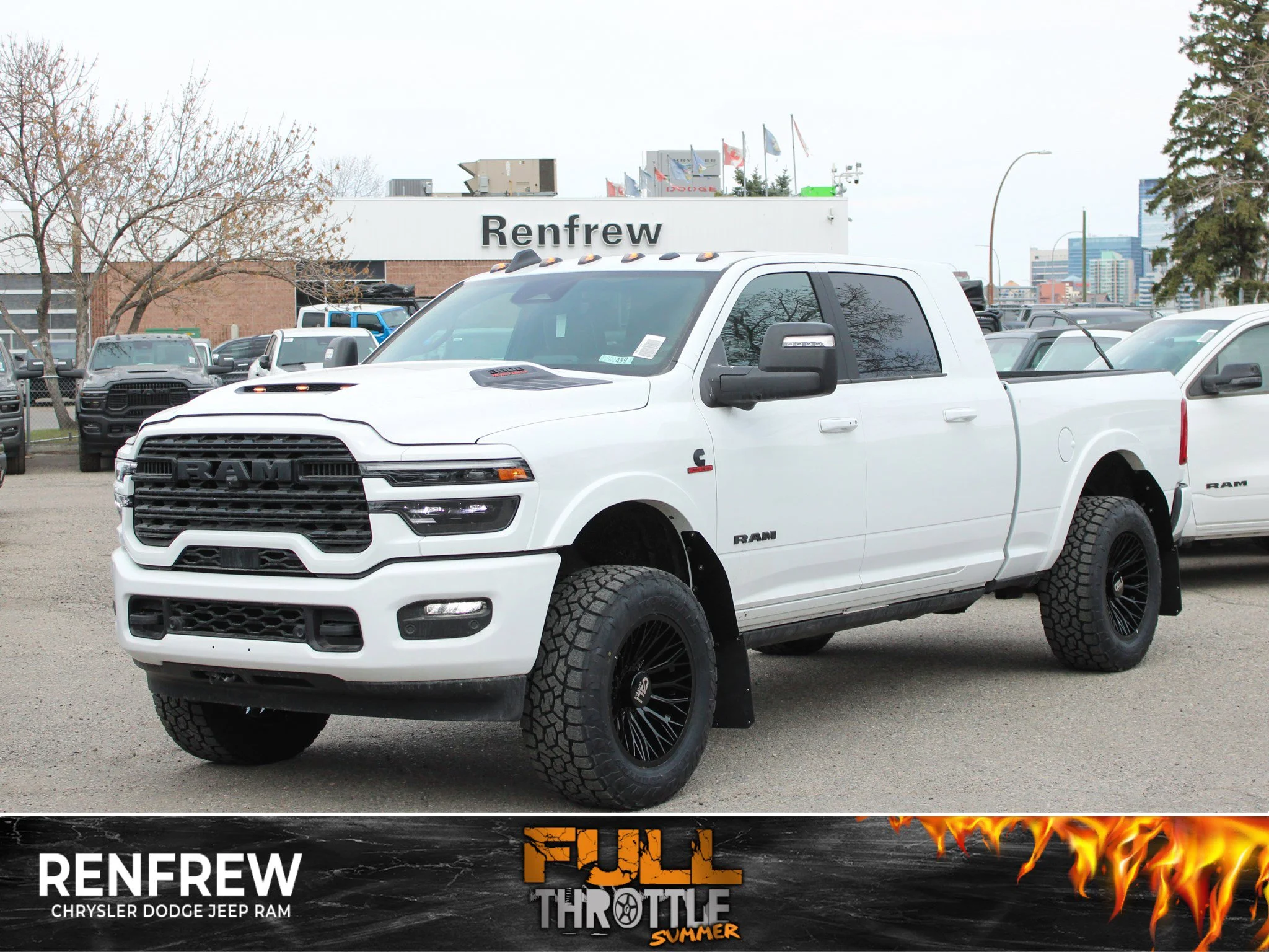 New 2026 White RAM Limited* Mega Cab, 2 Inch Lift, 35 Inch Tires, Trigger Industries Mudflaps image 1