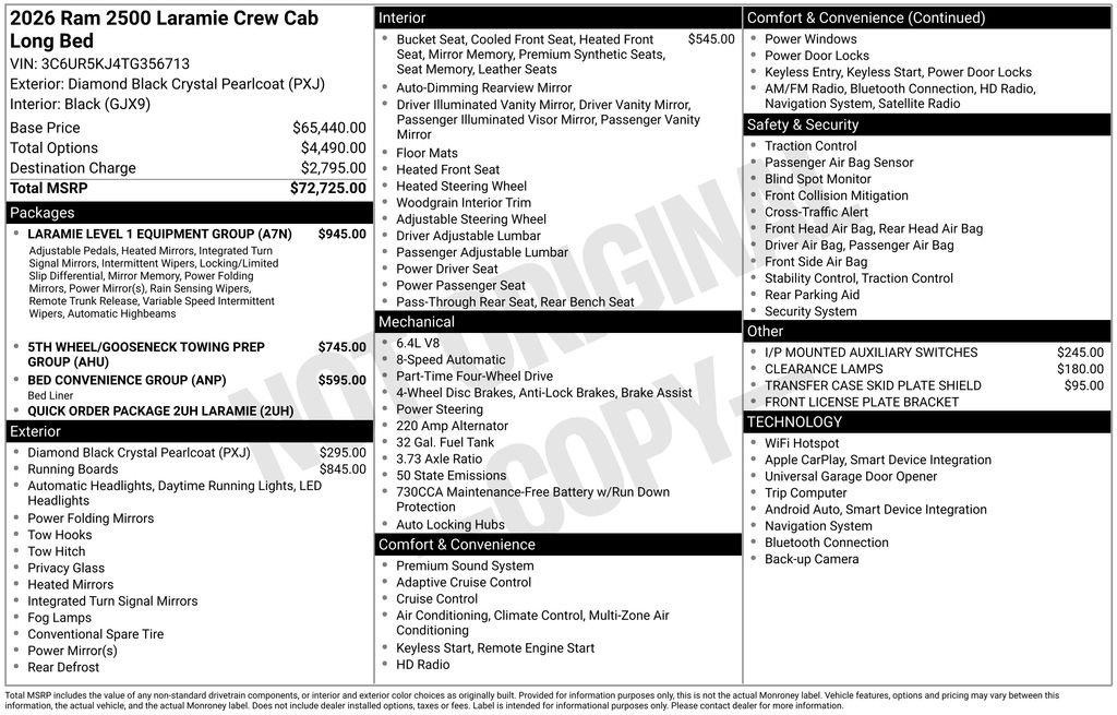 New 2026 Diamond Black Crystal Pearl-Coat Exterior Paint RAM Laramie image 3