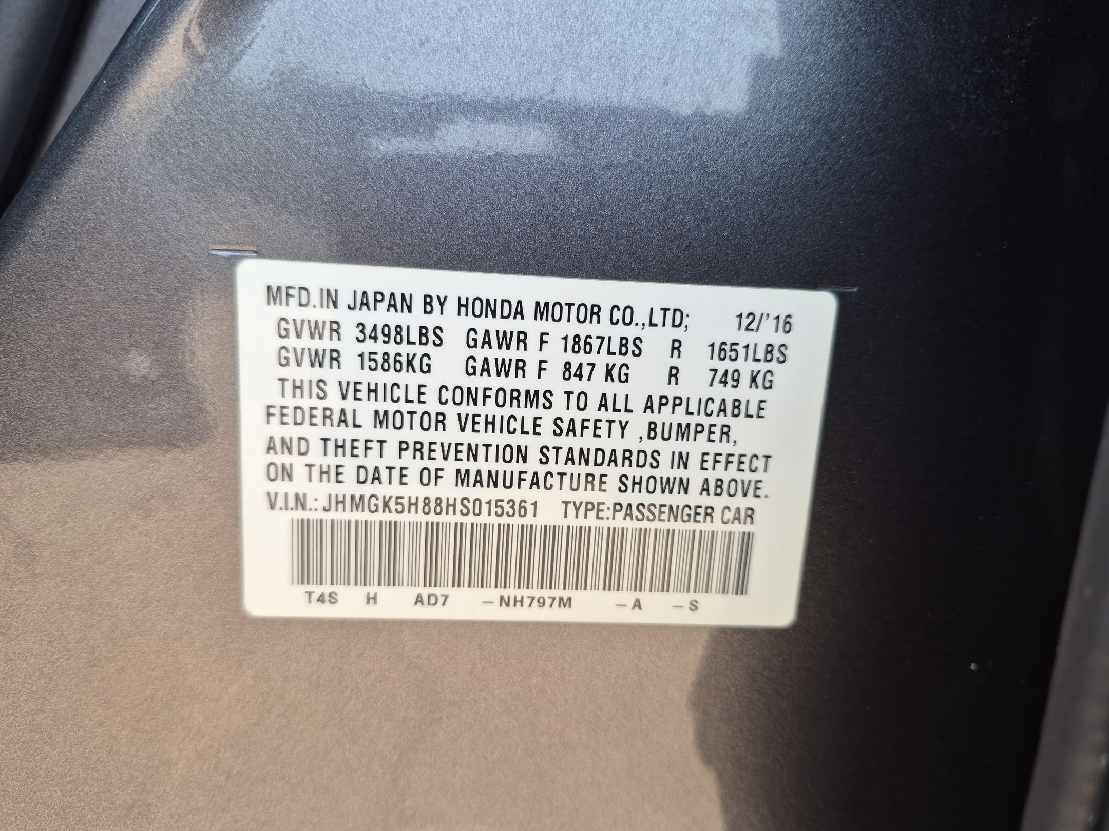 Certified Used 2017 Gray Honda EX-L image 34