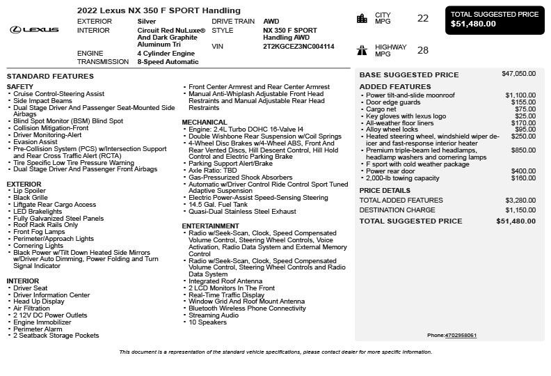Used 2022 Silver Lexus 350 F SPORT Handling image 3