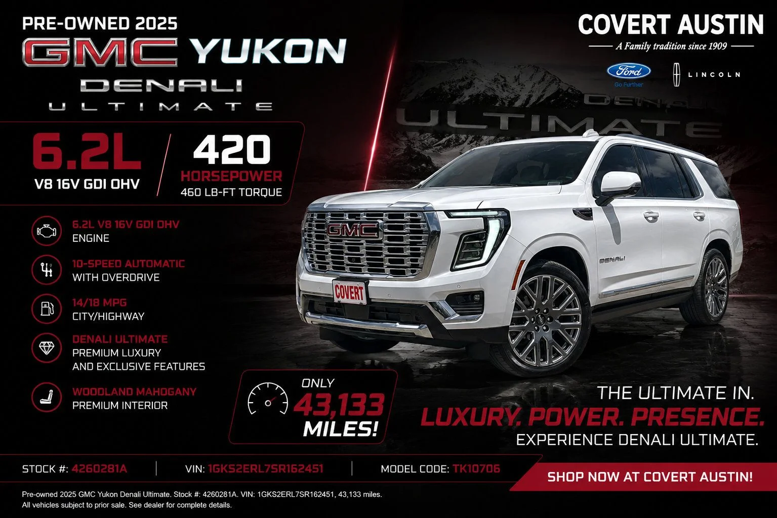 Certified Used 2025 White GMC Denali Ultimate image 1
