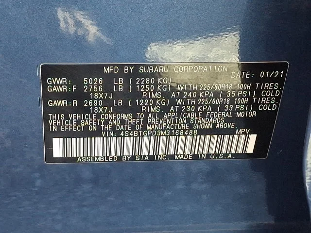 Used 2021 Blue Subaru Touring XT image 27