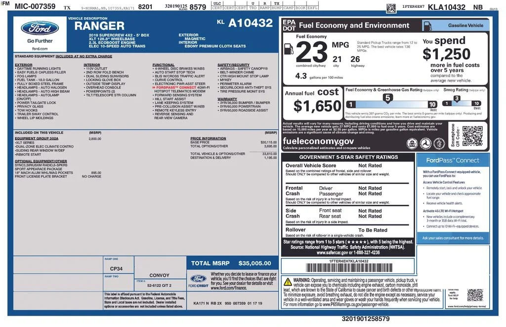 2019 Ford Ranger XLT SuperCrew 5' Box's photo