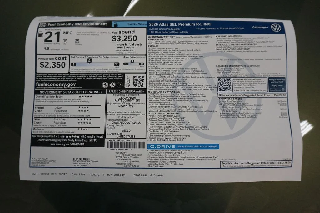 New 2026 Avocado Green Pearl Volkswagen SEL Premium R-Line image 42