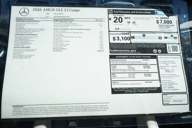 New 2026 MANUFAKTUR Moonlight White Metallic Mercedes-Benz AMG® GLE 53 4MATIC+ Coupe image 82