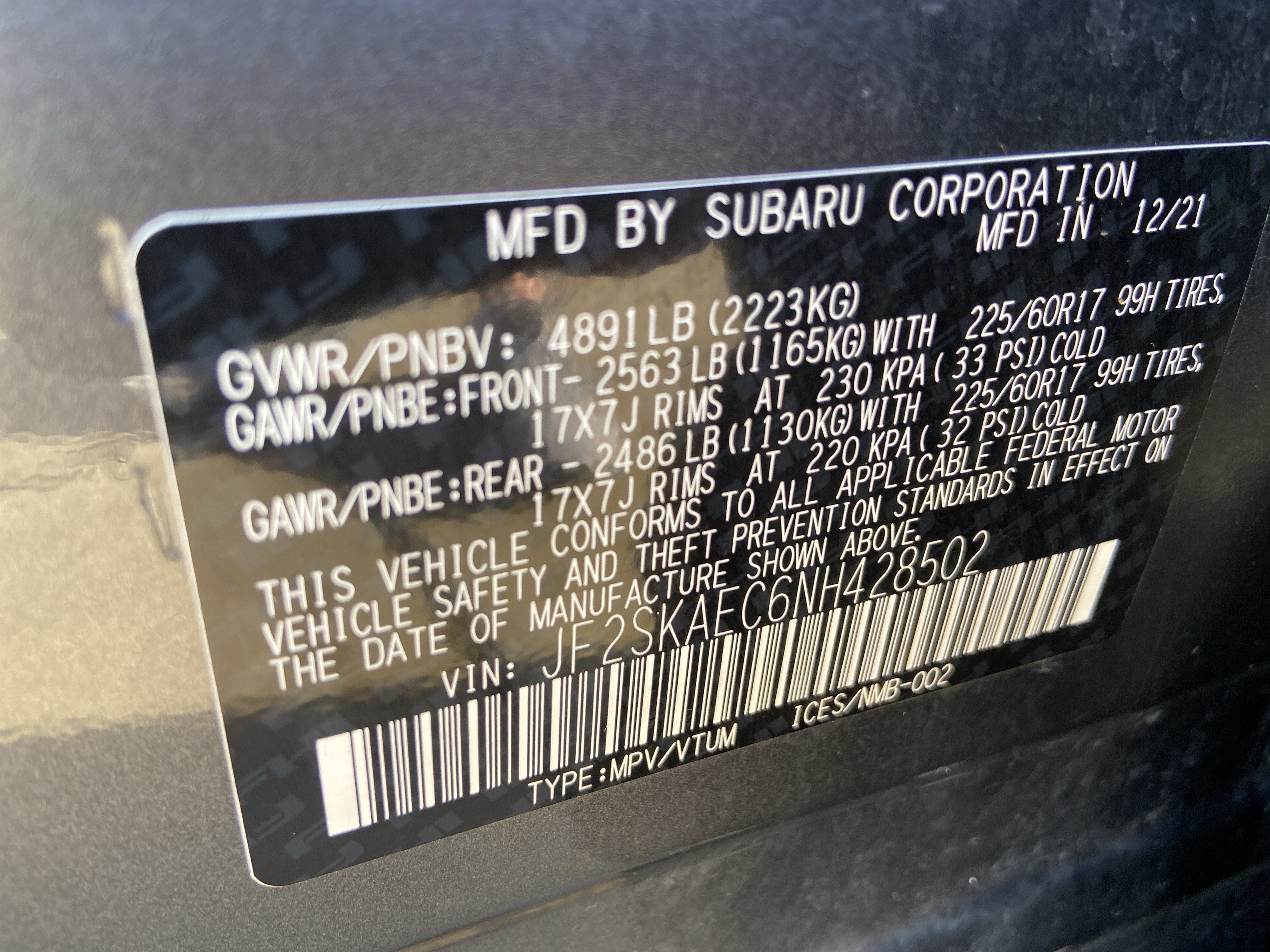 Used 2022 Magnetite Gray Metallic Subaru Premium image 33
