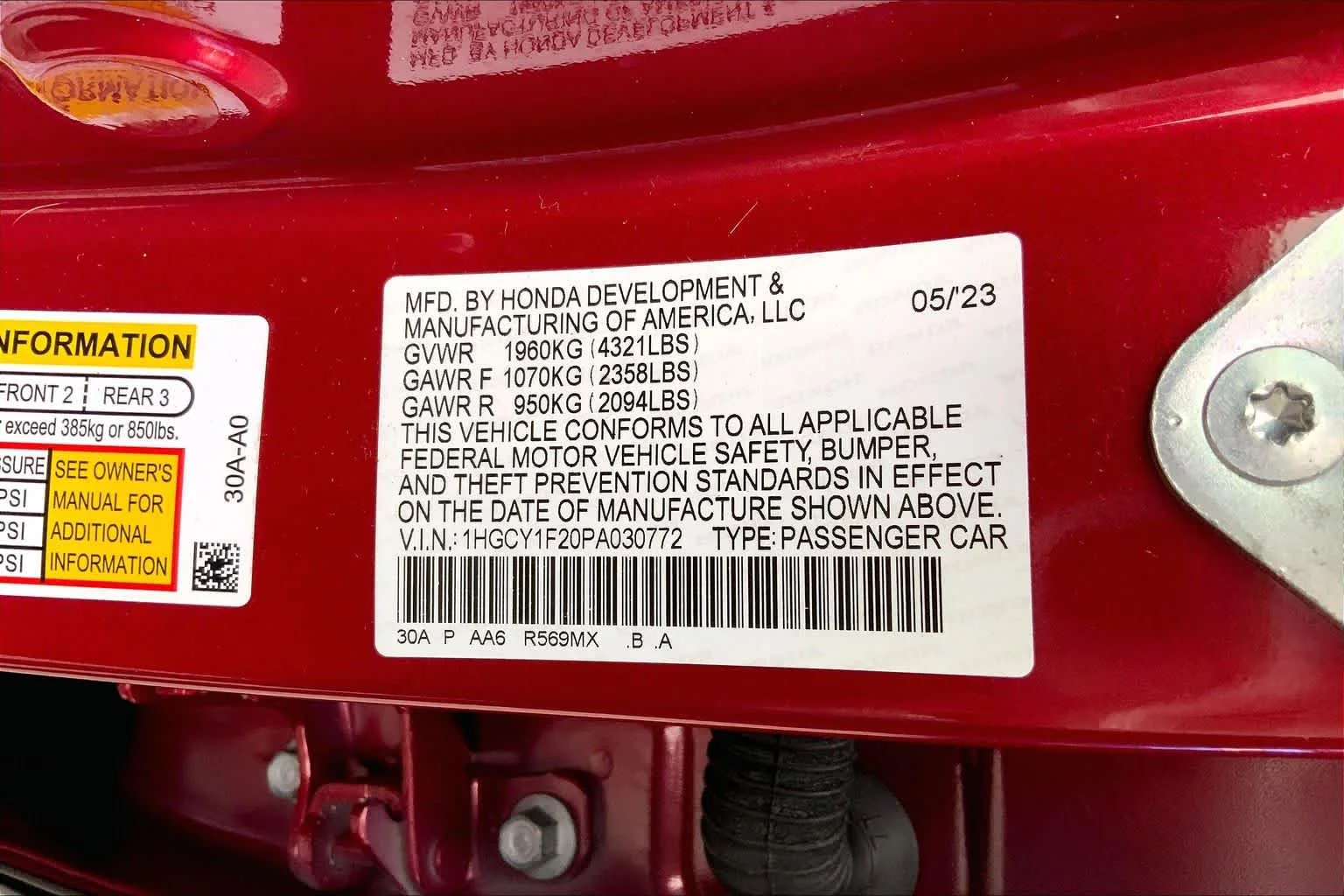 Certified Used 2023 Radiant Red Metallic Honda LX image 34