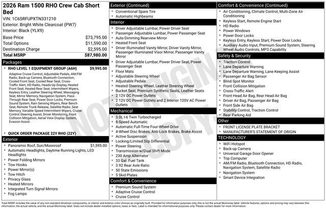 New 2026 Bright White Clear-Coat Exterior Paint RAM RHO image 18