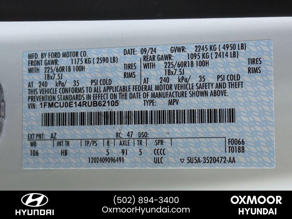 Used 2024 Star White Metallic Tri-Coat Ford PHEV image 32