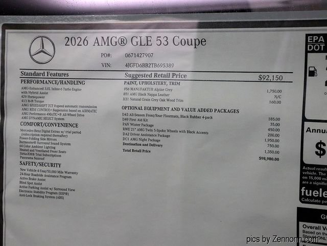 New 2026 MANUFAKTUR Alpine Grey Mercedes-Benz AMG® GLE 53 4MATIC+ Coupe image 32