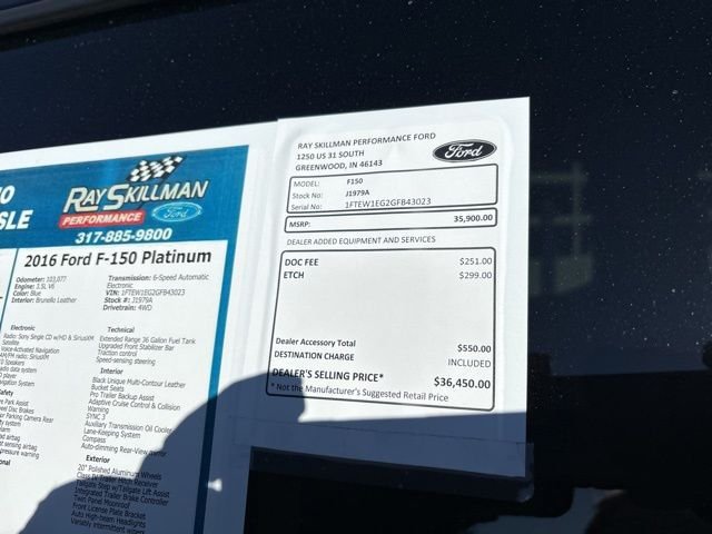 Used 2016 Blue Ford Platinum image 2