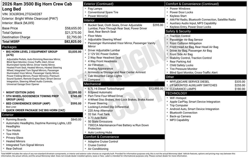 New 2026 Bright White Clear-Coat Exterior Paint RAM Big Horn image 4