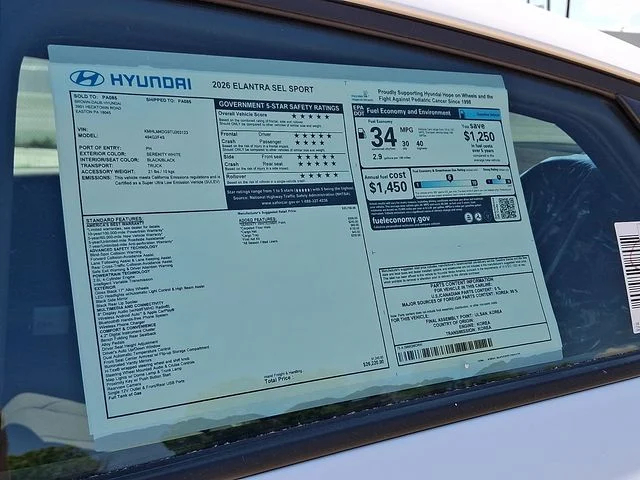 New 2026 White Hyundai SEL Sport image 18