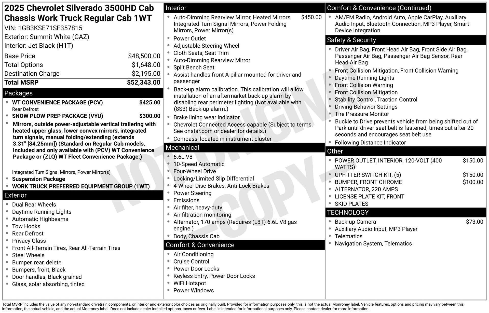 New 2025 Summit White Chevrolet Work Truck image 3