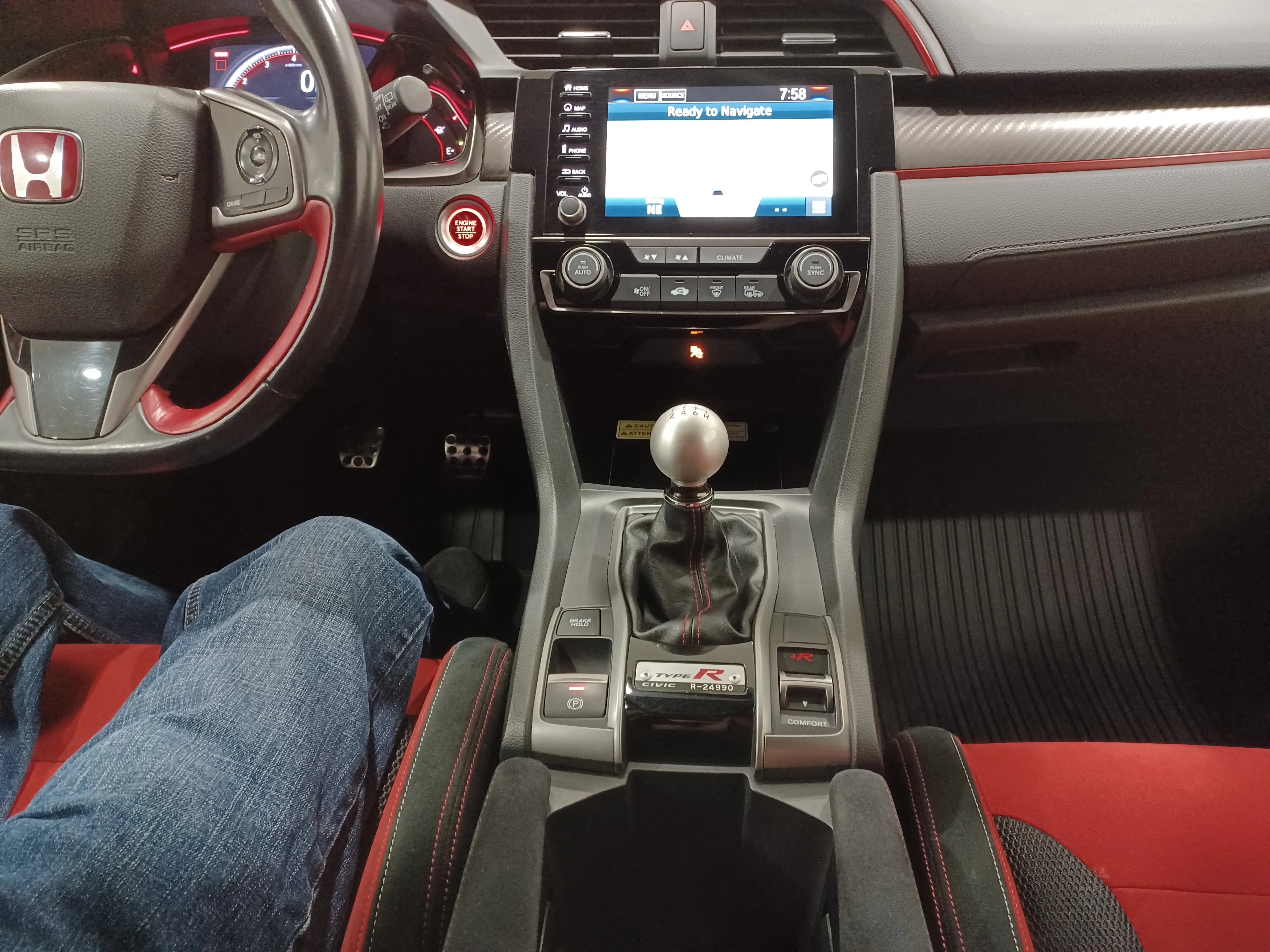 Used 2019 Sonic Grey Pearl Honda Manual*306HP!! | 6spd Manual | Sonic Grey Pearl | Red Alcantara Seats | Nav | Park Assist | CarPlay image 13