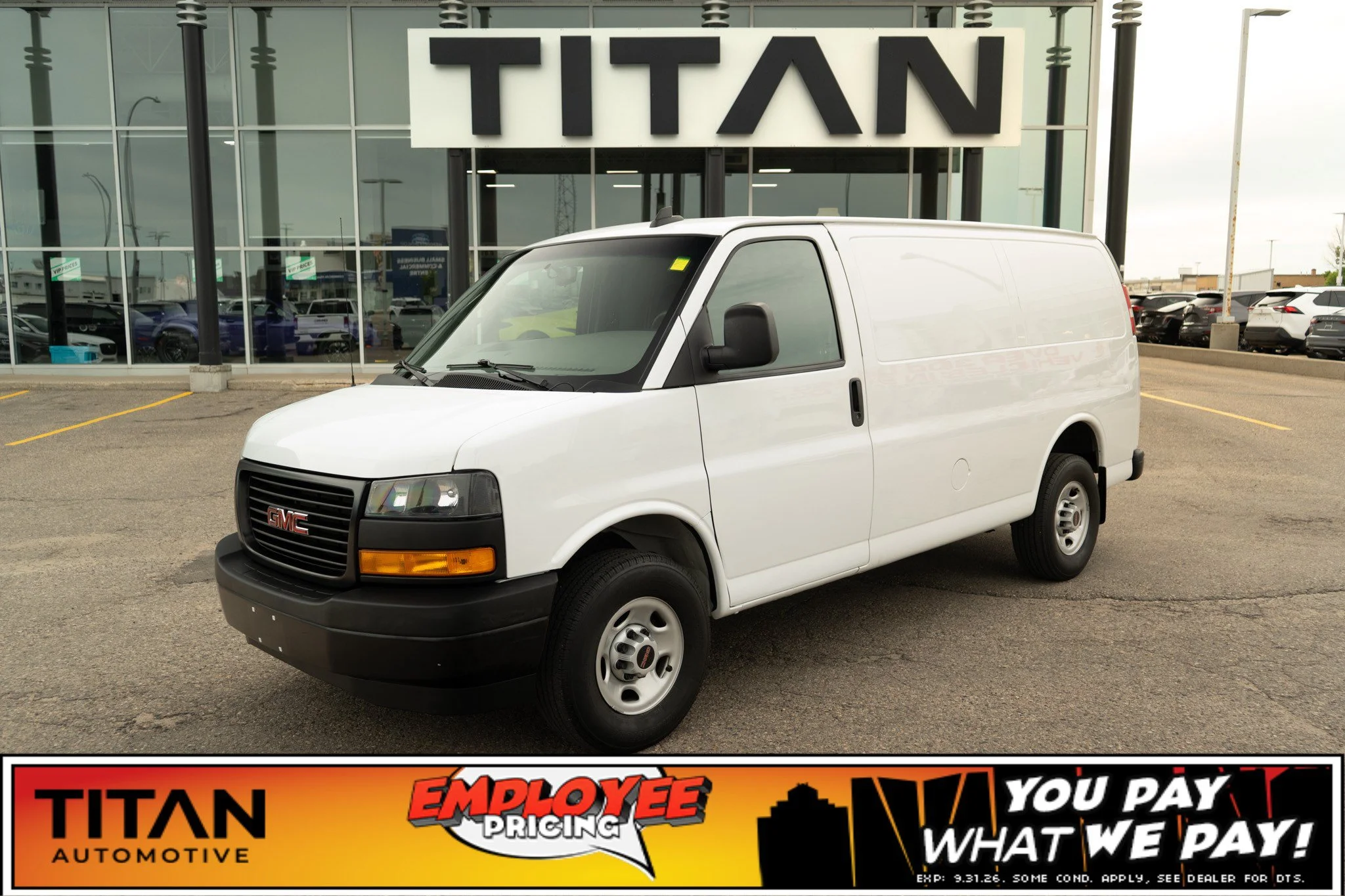 Certified Used 2023 Summit White GMC Cargo*135in WB | Summit White | Rubber Lined Flooring | Htd Mirrors | 239.4 cuft Capacity image 1