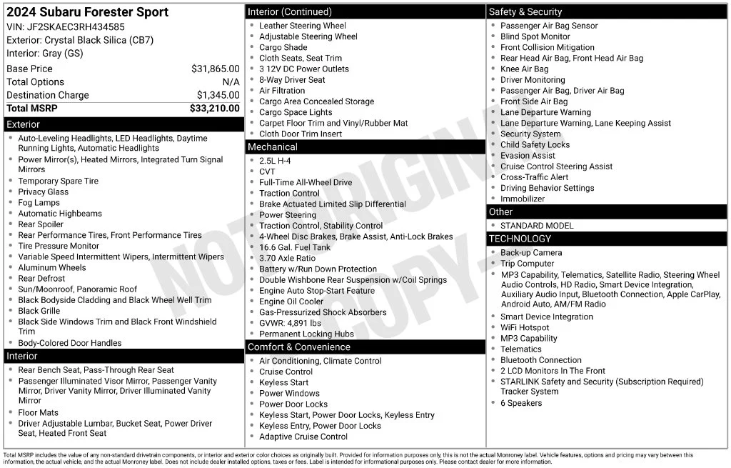 Used 2024 Black Subaru Sport image 2