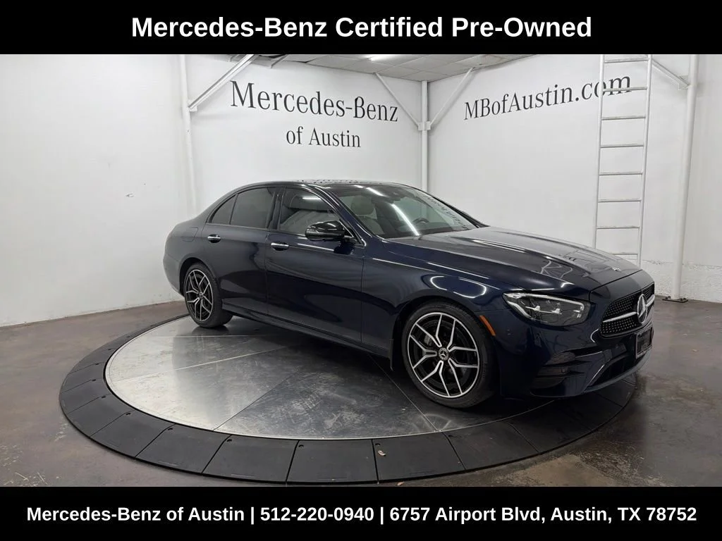 Certified Used 2021 Blue Mercedes-Benz E 350 image 1