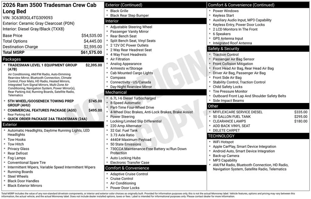 New 2026 Ceramic Gray Clear-Coat Exterior Paint RAM Tradesman image 5
