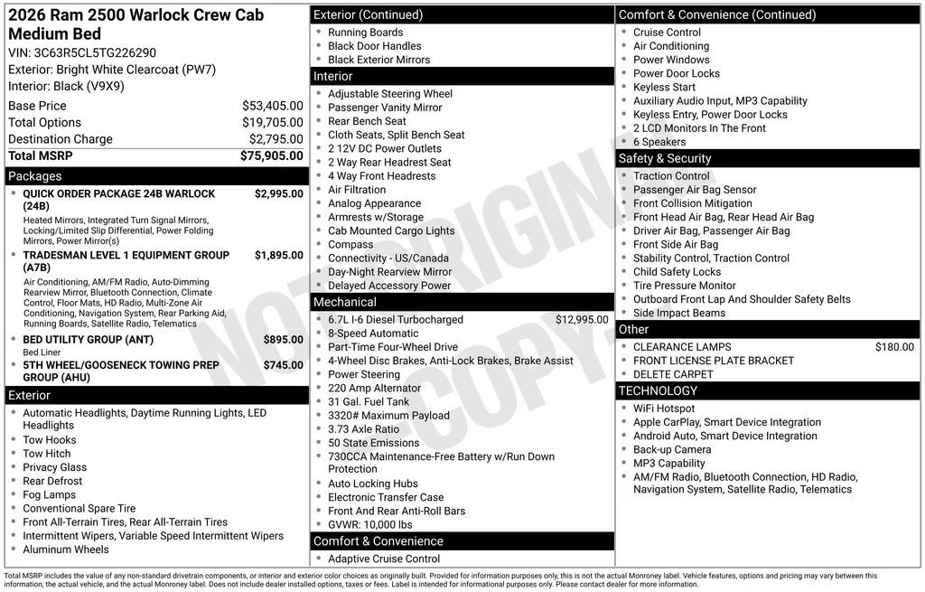New 2026 Bright White Clear-Coat Exterior Paint RAM Tradesman image 6