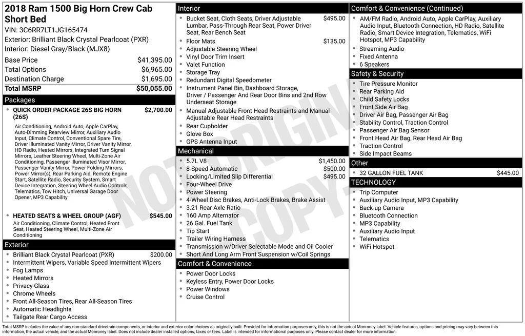 Certified Used 2018 Brilliant Black Crystal Pearlcoat Ram Big Horn image 36