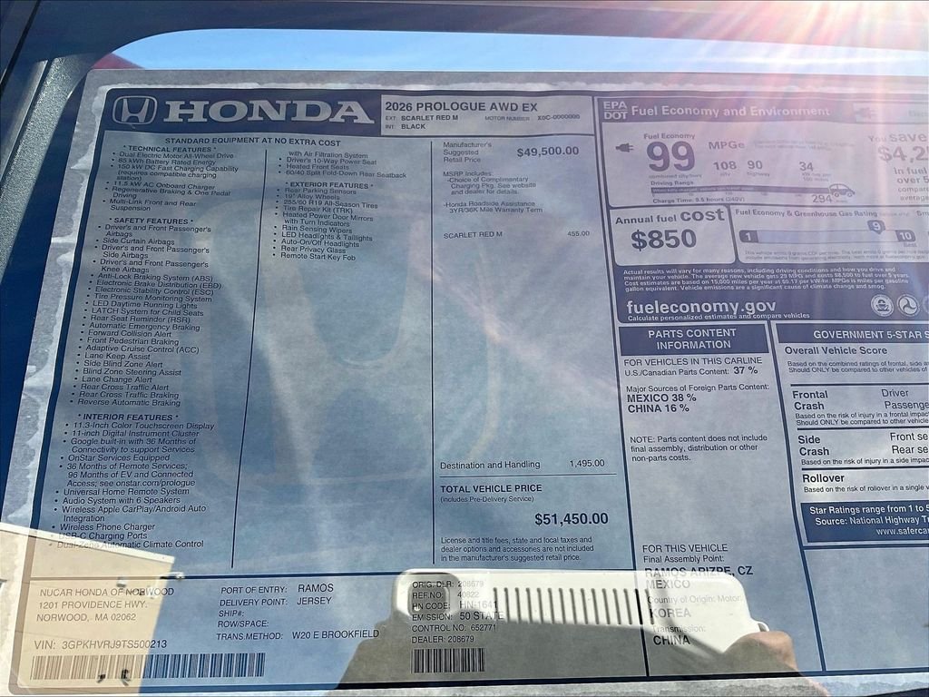 New 2026 Scarlet Red Metallic Honda EX image 18