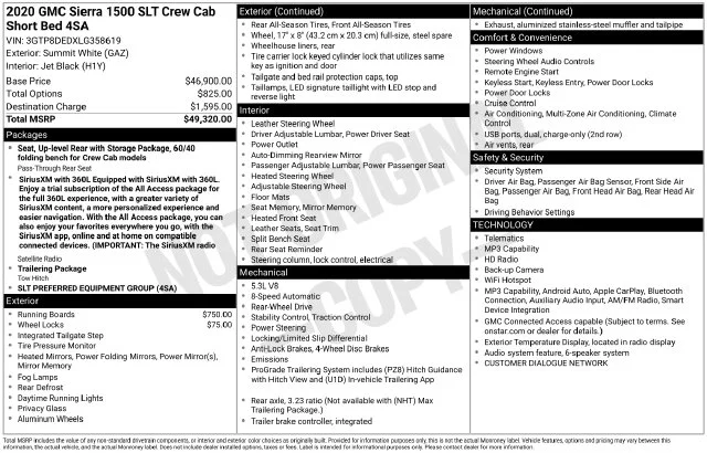 Used 2020 White GMC SLT image 2