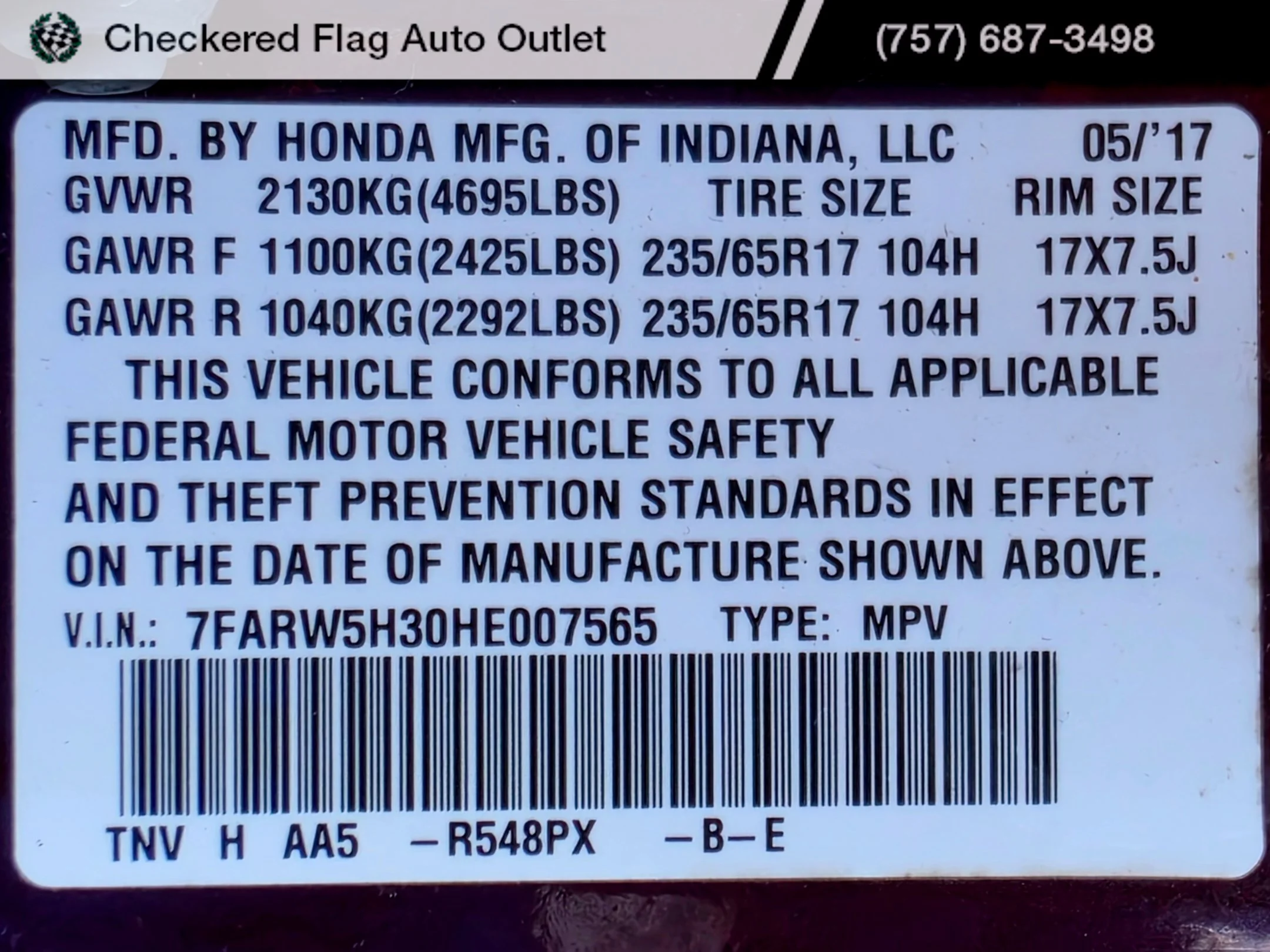 Used 2017 Basque Red Pearl II Honda LX image 18